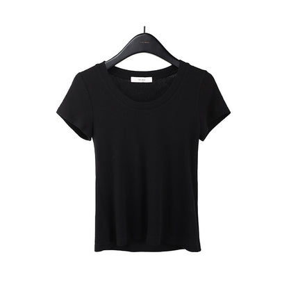 2025 [11 colors] Basic round neck short-sleeved T-shirt women's 2025 summer new simple and versatile solid color top T003