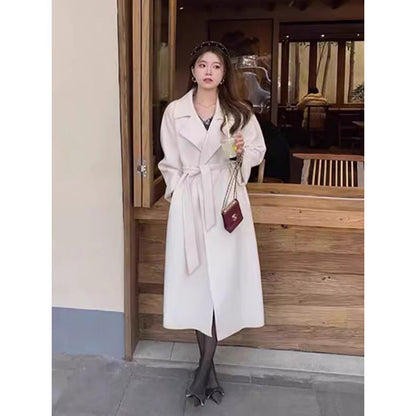maoxiangshop barn jacket outfits Red Woolen Coat Women's Mid-Length 2024 Spring and Autumn New Loose Woolen Coat