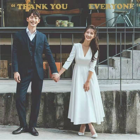 2025 Large size satin wedding dress, enlarged and fat MM new bridal travel photo light wedding dress, slim and simple and thin woman