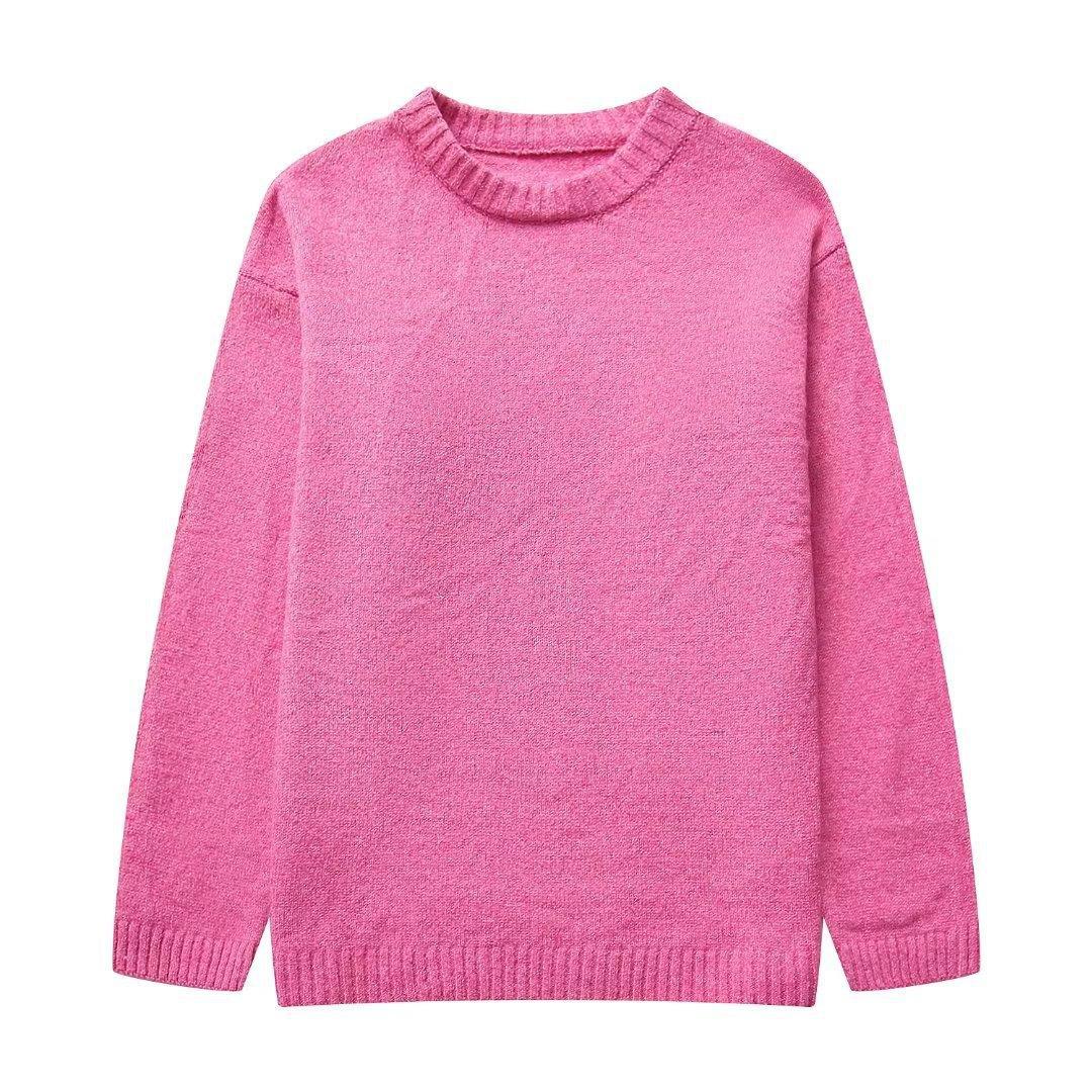maoxiangshop -  Women's Solid O-neck Pullover Sweaters Autumn Winter Long Sleeve Knitted Jumpers Versatile Fashion Female Warm Fit Knitwear