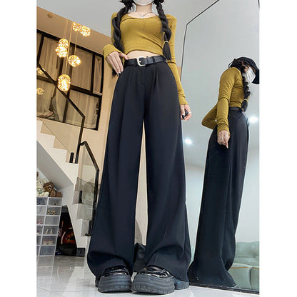 maoxiangshop-shop outfit 2024 Autumn New Korean Style Fashionable Casual Suit Pants Women's Loose Draping Straight High Waist Slimming Wide Leg Pants