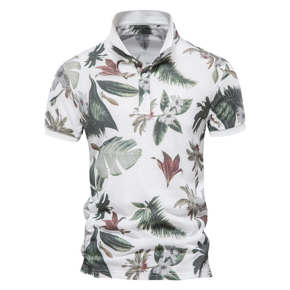 MAOXIANGSHOP 2025 summer new Popular trade supply printed POLO shirt spot men's short-sleeved lapel Popularan size T-shirt