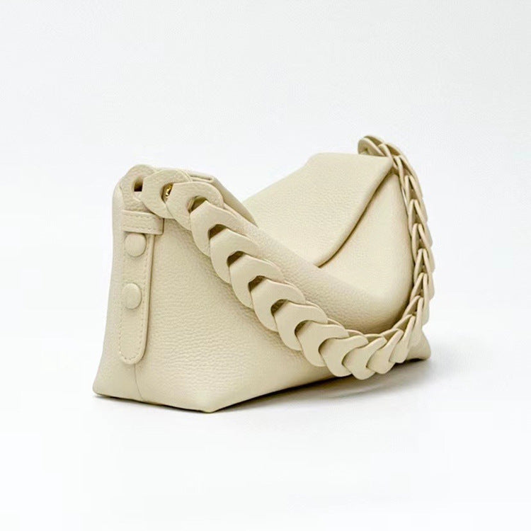 2025 The first layer of cowhide underarm bag women's new niche versatile single shoulder diagonal span handbag simple fashion temperament pillow bag