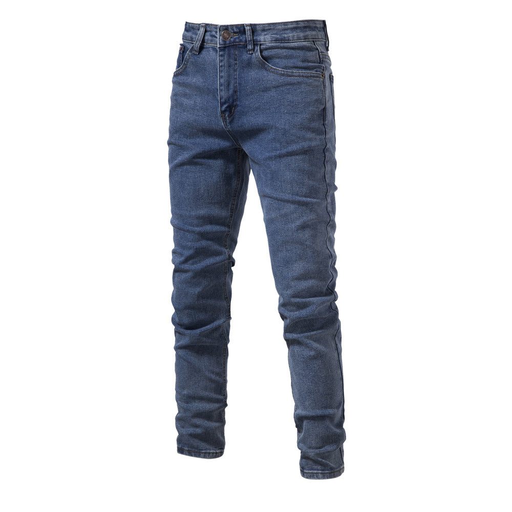 MAOXIANGSHOP 2025 Spring and Autumn New Men's Personalized Denim Washed Trend Casual Micro-elastic Straight Pants