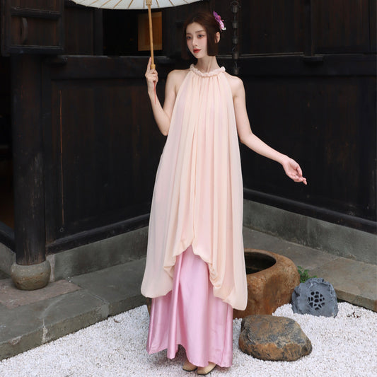 2025 New Chinese style national style neck dress summer high sense temperament fairy dress seaside photo beautiful holiday dress