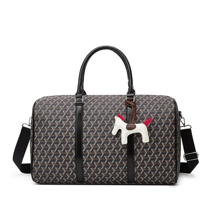 MAOXIANGSHOP Star of the same style, dog tooth travel bag, men's and women's hand luggage, messenger fitness bag, large-capacity boarding bag, travel bag.