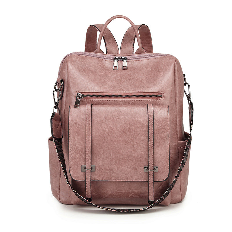 MAOXIANGSHOP 2025 retro women's backpack new high-end PU soft leather dual-purpose shoulder bag large-capacity commuter backpack women
