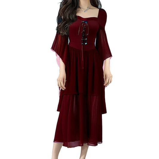 maoxiangshop Dress to Impress 2024 New Women's Halloween Witch Bandage Large Swing Dress