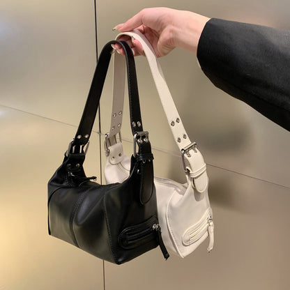 MAOXIANGSHOP Cool pull girl niche design soft leather zipper single shoulder portable underarm bag retro 2025 popular new fashion