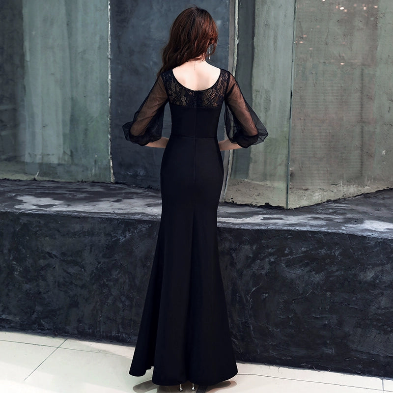 Black evening dress dress women's  new banquet noble aura queen dress fishtail temperament high-end and thin