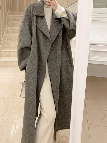 maoxiangshop barn jacket outfits Red Woolen Coat Women's Mid-Length 2024 Spring and Autumn New Loose Woolen Coat