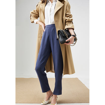 2025 Heavy 32 mmi silk! Drape straight-leg pants, casual nine-point pants  spring workplace commute blue