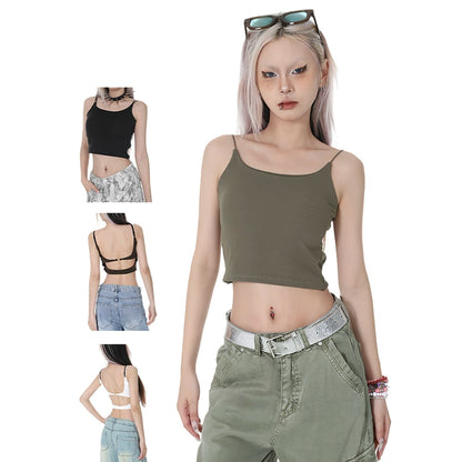 2025n Spice Girl Style Halter Bottom Top Women's Summer New Versatile Sexy Body Suspender Vest