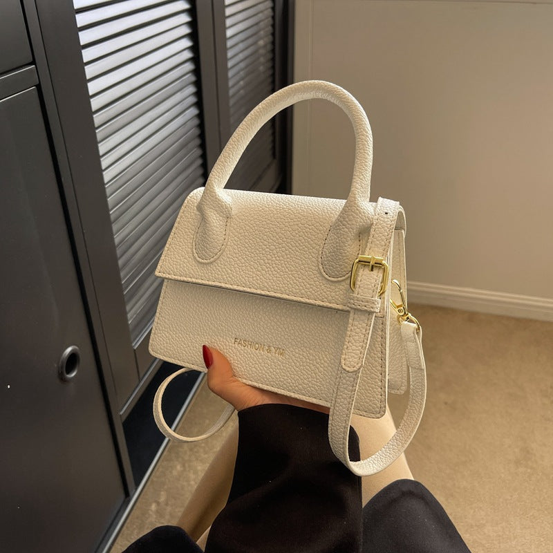 MAOXIANGSHOP 2025 Bag Women's Spring and Summer  New Portable Small Square Bag Simple Texture Lychee Pattern Shoulder New Lipstick Bag
