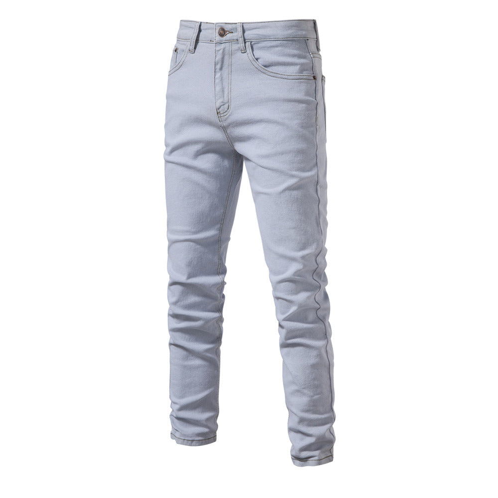 MAOXIANGSHOP 2025 Spring and Autumn New Men's Personalized Denim Washed Trend Casual Micro-elastic Straight Pants