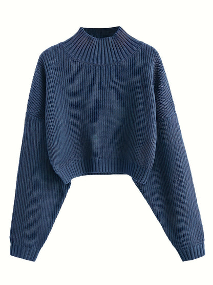 maoxiangshop fall outfits women Retro Knitted Soft Glutinous Loose Undershirt Solid Color Half Turtleneck Pullover Gentle Style Women's Clothing