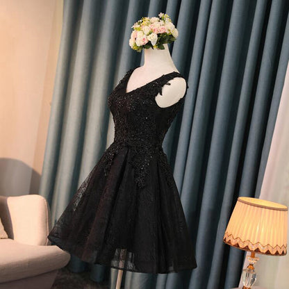 maoxiangshop-shop unique hoco dresses Black Evening Gown Prom Elegant Sleeveless Sequined Tulle Applique Annual Meeting Midi Dress Formal Dress for Women