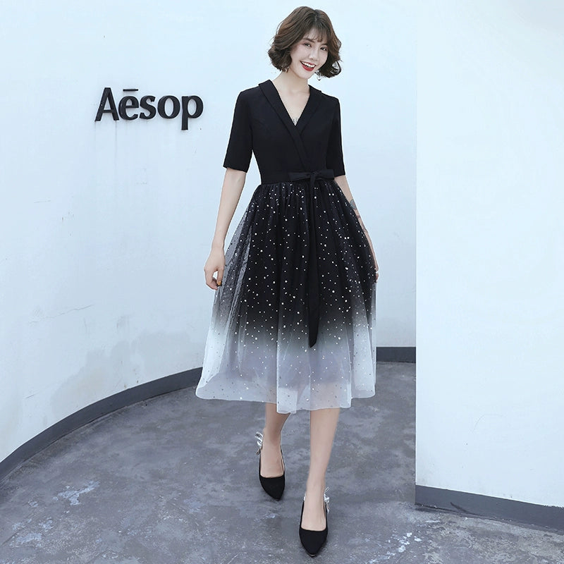 Banquet small evening dress women  new temperament small people can usually wear birthday party medium and long dresses