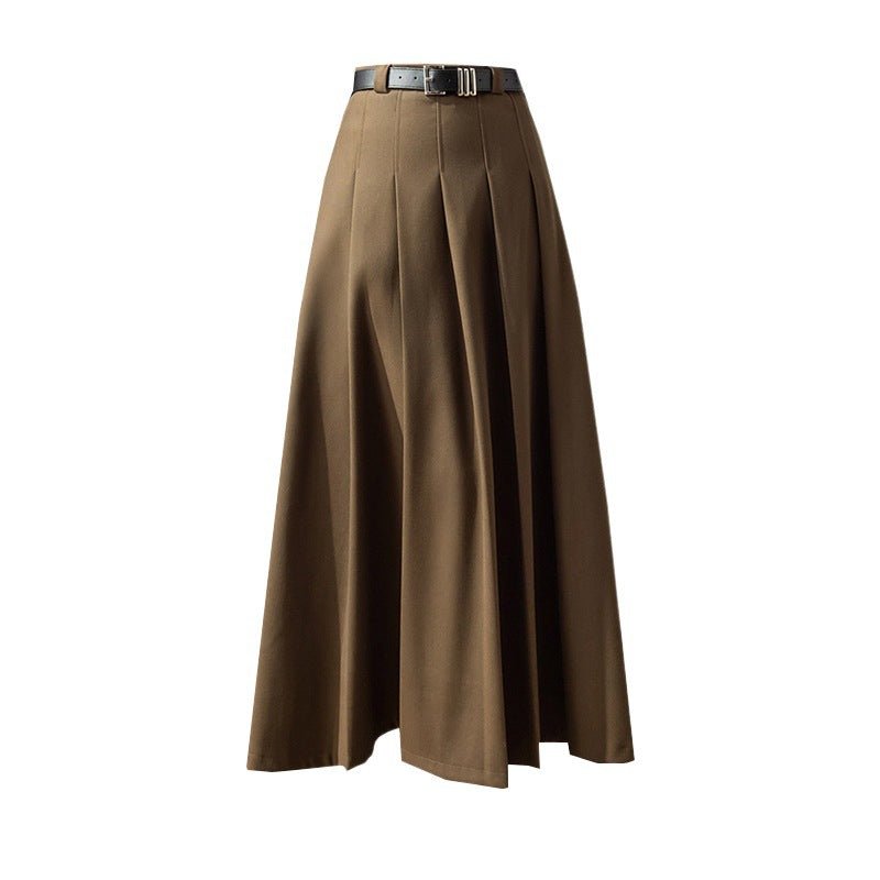 maoxiangshop church outfit Large Swing Slimming Woolen Long Skirt 2024 Winter New High Waist Mid-Length Pleated Skirt