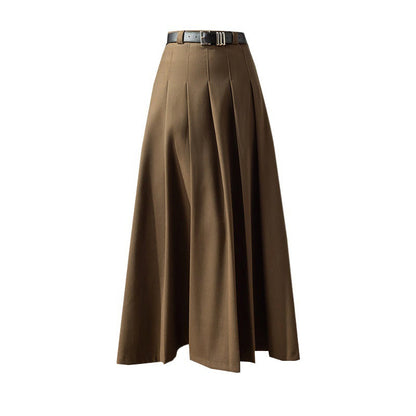 maoxiangshop church outfit Large Swing Slimming Woolen Long Skirt 2024 Winter New High Waist Mid-Length Pleated Skirt