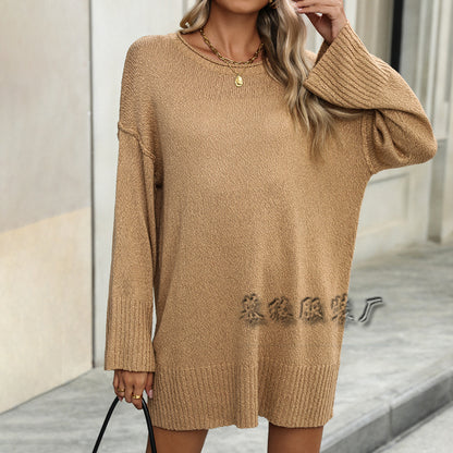 MAOXIANGSHOP New autumn and winter   new loose round neck large size fashion knitted 2025 trade sexy pullover sweater women