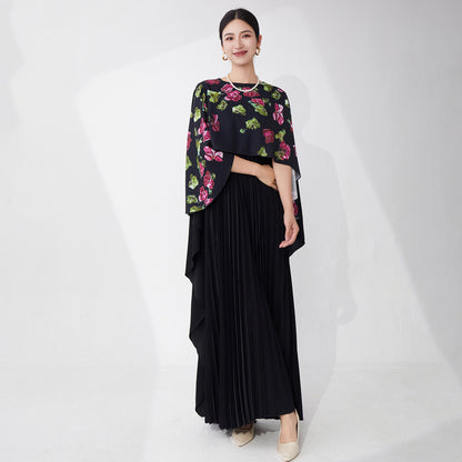 new women's clothing long dress summer high-quality temperament printing loose large-size irregular skirt