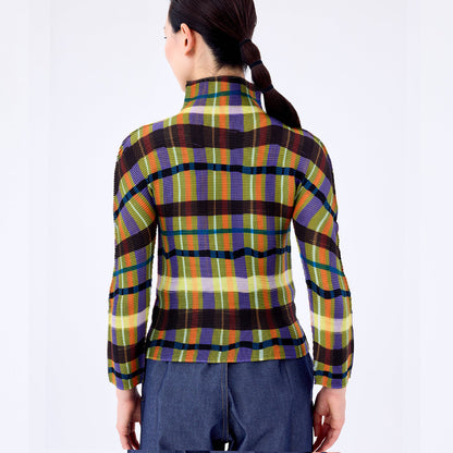 2025 Plaid clothes women's autumn and winter counter quality bottoming shirt long sleeve inner pullover commuter  T-shirt top
