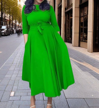 MAOXIANGSHOP 2025 spring New women's clothing new fashion temperament lace-up waist large size pendulum African long dress dress