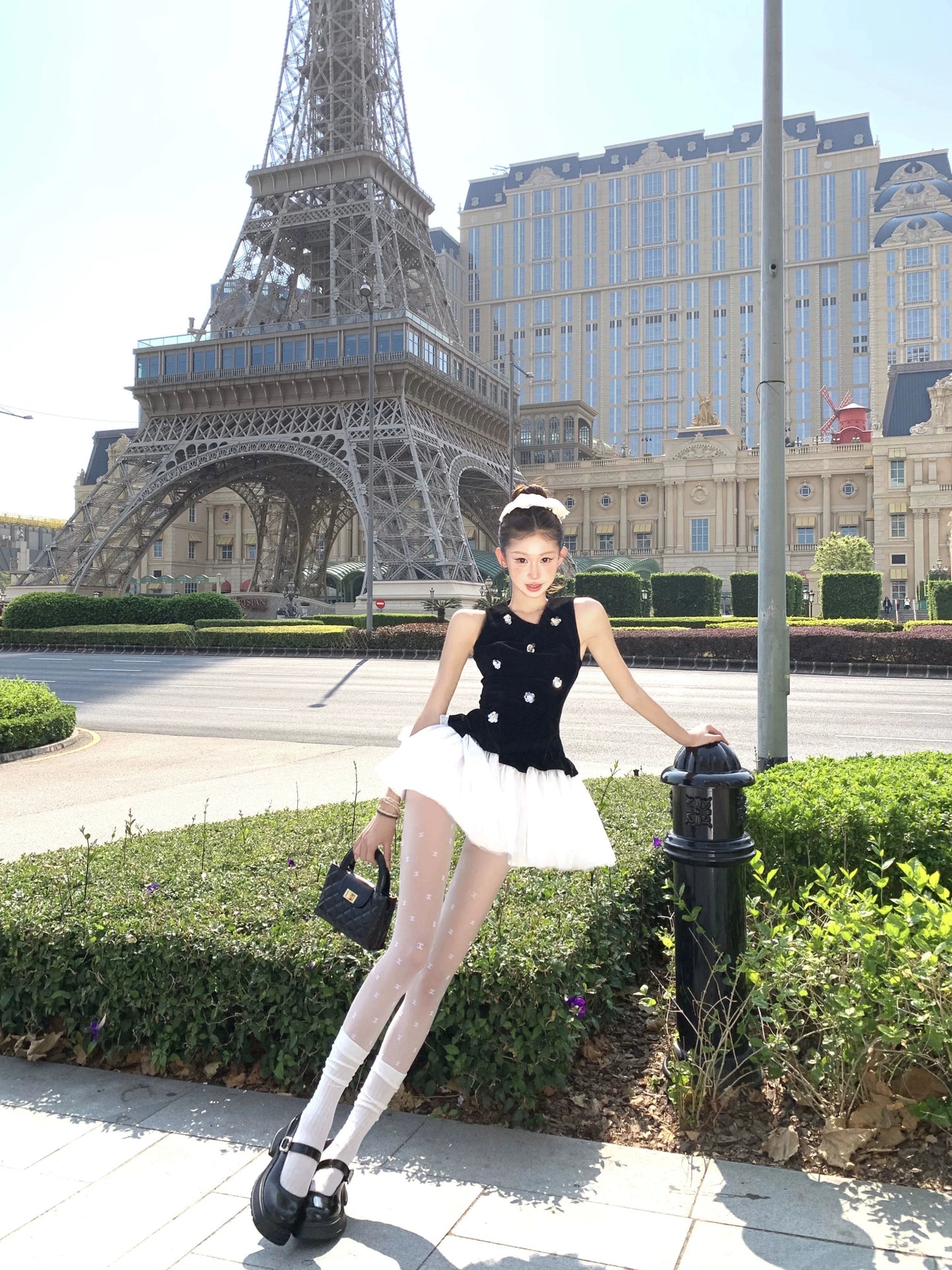 coffee break birthday dress dress women's summer new velvet princess small black dress mesh waist fluffy skirt