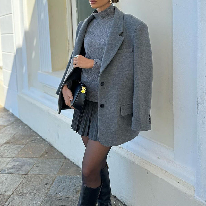 maoxiangshop dti outfits 2024 Women's Autumn and Winter New Ladies Fashion Temperament Solid Color Double-Sided Woolen Lapel Suit