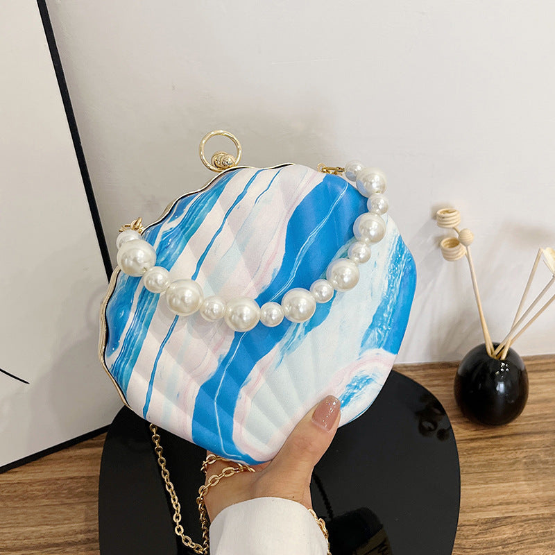 MAOXIANGSHOP 2025 Fashion popular pearl portable shell bag  New new candy color women's bag chain shoulder messenger bag bag