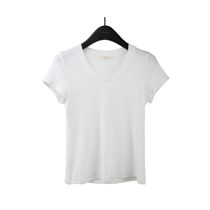 2025 [11 colors] Basic round neck short-sleeved T-shirt women's 2025 summer new simple and versatile solid color top T003
