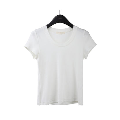 2025 [11 colors] Basic round neck short-sleeved T-shirt women's 2025 summer new simple and versatile solid color top T003