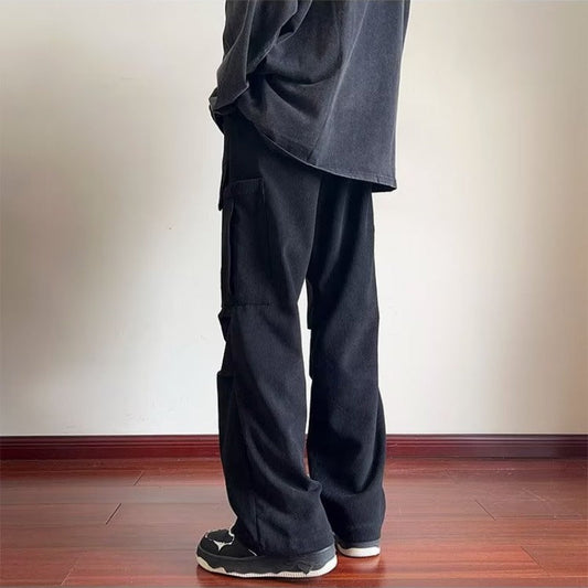 maoxiangshop-shop 90s fashion men Corduroy Overalls Men's Spring New Loose Straight Pants Trendy All-Match Wide-Leg Sports Casual Trousers
