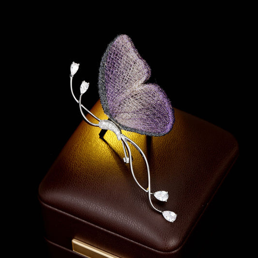 2025 Retro fabric embroidery butterfly creative brooch female niche design sense high-end fashion suit clothing accessories female