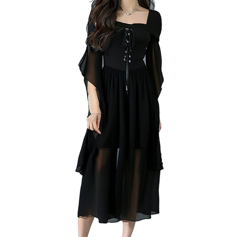 maoxiangshop Dress to Impress 2024 New Women's Halloween Witch Bandage Large Swing Dress