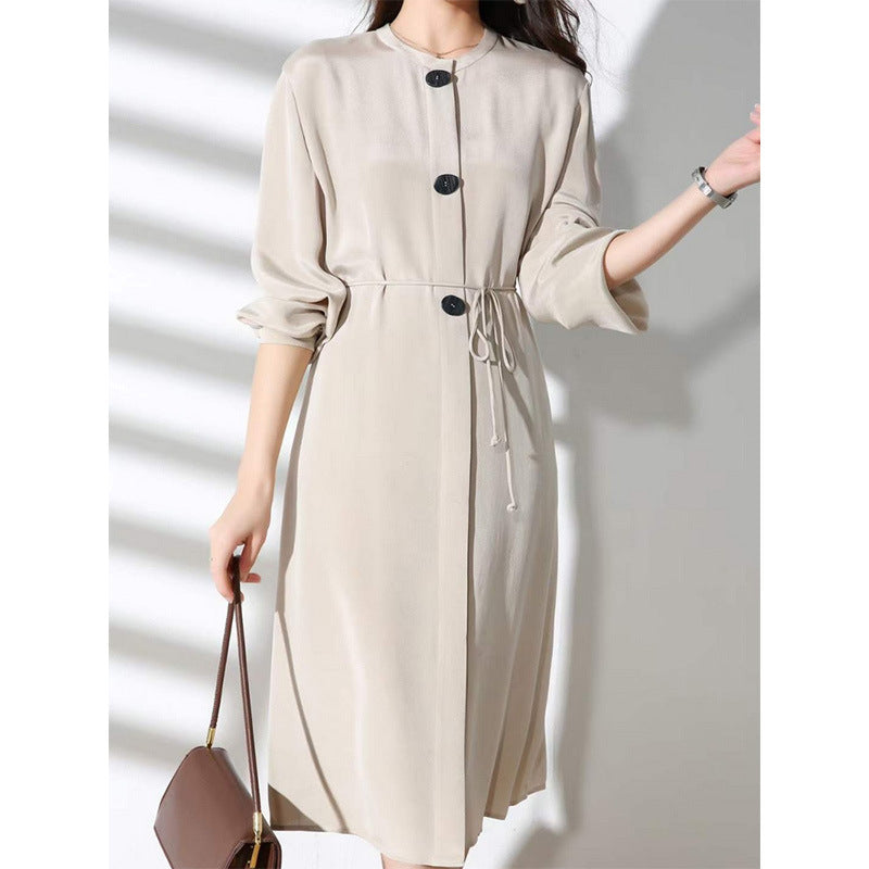 2025 Satin streamer silk dress heavy mulberry silk high-end summer wear  women's new skirt summer long sleeves