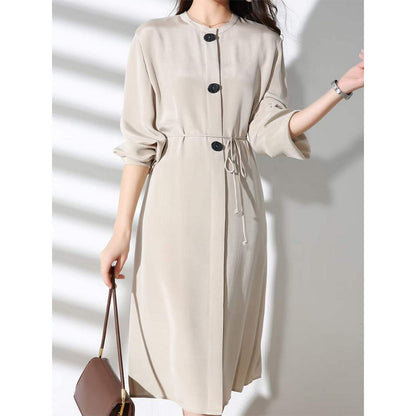2025 Satin streamer silk dress heavy mulberry silk high-end summer wear  women's new skirt summer long sleeves