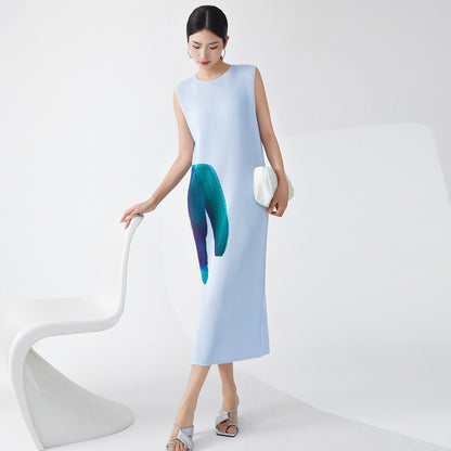 dress new Nanyou Shenzhen high-end women's clothing round neck sleeveless medium and long temperament straight skirt