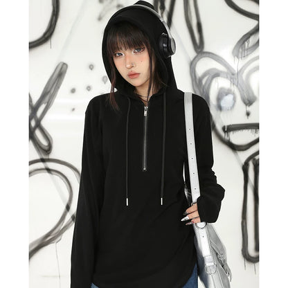 Lazy Wind Loose Half Zipper Bottom Sweater Women's Versatile Casual Elastic Skinny Early Spring Wear Top