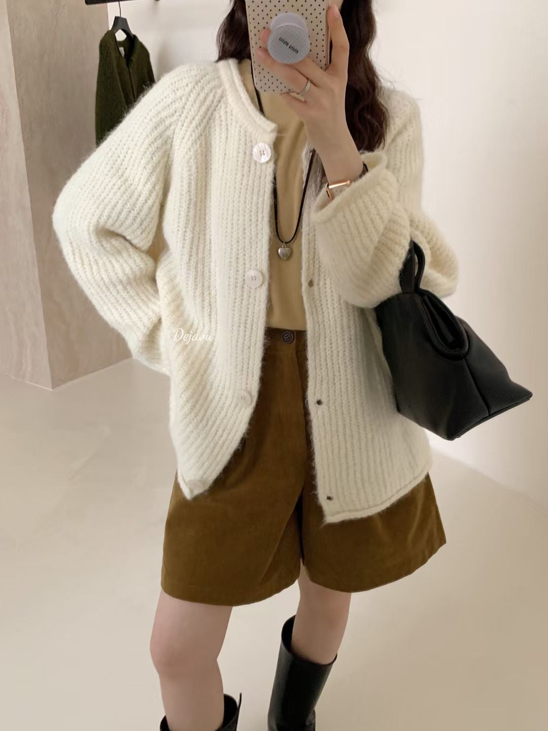 maoxiangshop-shop fall outfits 2024 Autumn New Gentle All-Match round Neck Large Button Knitted Cardigan Outer Wear Top Women's Loose Lazy Sweater Coat