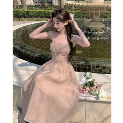 2025 Pure desire style sexy tube top dress women's summer niche design high-end skirt  chic waist long dress