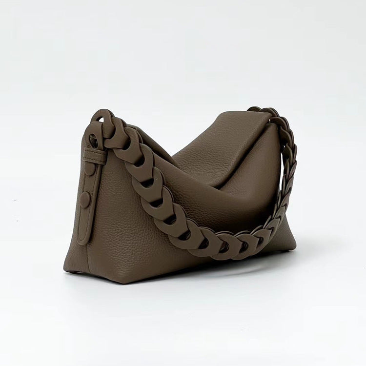 2025 The first layer of cowhide underarm bag women's new niche versatile single shoulder diagonal span handbag simple fashion temperament pillow bag