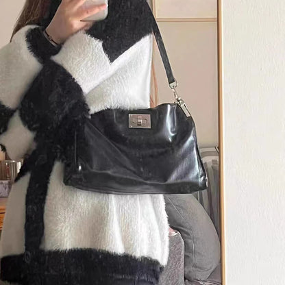 MAOXIANGSHOP 2025 Bag 2025 spring and summer new soft leather small satchel Korean version large-capacity commuter baguette bag versatile casual armpit bag