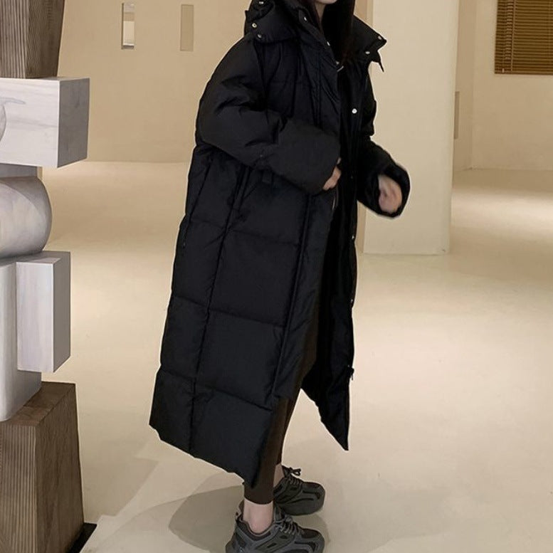 maoxiangshop 2000s fashion 2024 Winter Fashion New Maillard Mid-Length over-the-Knee Cotton-Padded Coat Women's Hooded Loose Warm Coat Fashion