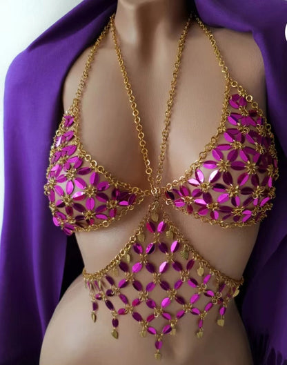 2025 120150  hot-selling vest sexy radiant leaf shape sequin splicing neck chest vest body chain