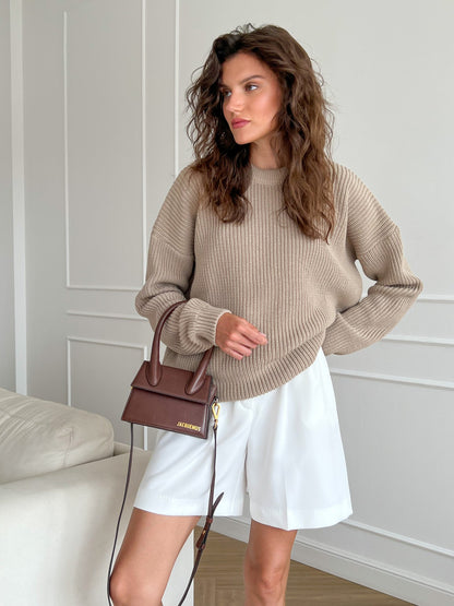 maoxiangshop 2000s fashion Women's Sweater round Neck Loose Solid Color Popular Autumn and Winter Women's Sweater
