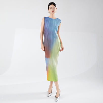 gradual change dress simple high sense summer new temperament sleeveless medium and long one-step versatile straight skirt