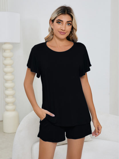 MAOXIANGSHOP 2025Real new product  wish Modal cotton round neck casual suit loungewear short sleeve wavy shorts pajamas