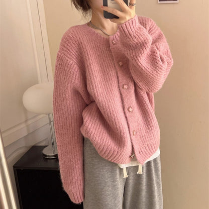 maoxiangshop-shop fall outfits 2024 Lazy Style Korean Style Loose Sweater Coat Autumn and Winter New Women's Clothing Solid Color Thickened Niche Knitted Cardigan